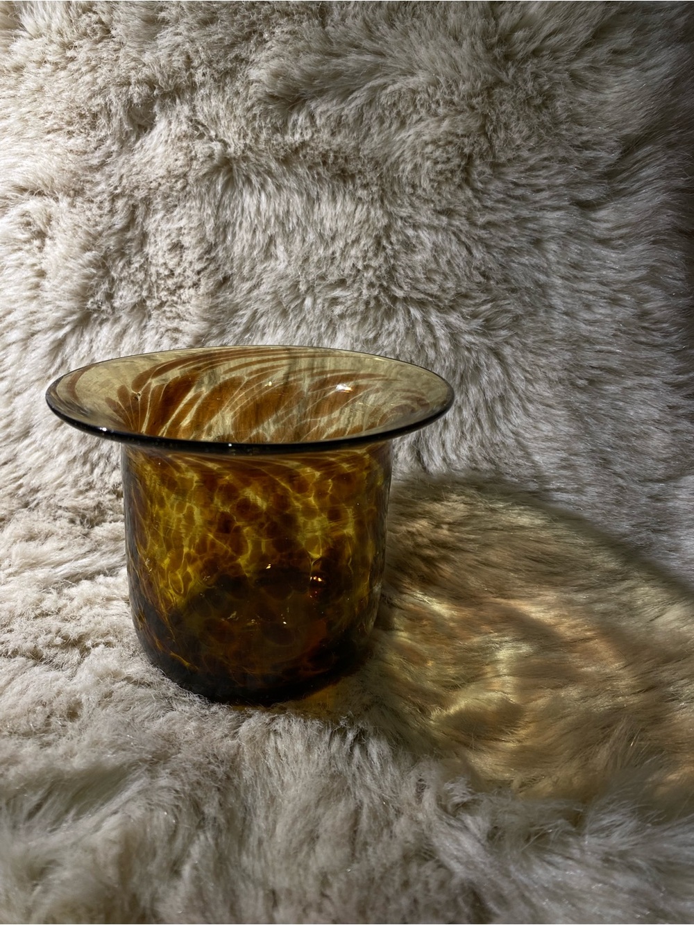 Vintage Amber Hand-Blown Glass Art Vase